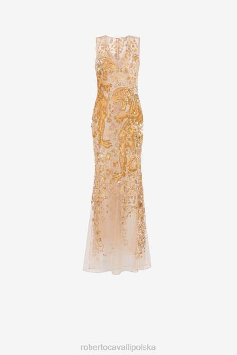 odzież elegancki 6D0R132 kobiety Roberto Cavalli Jedwabna sukienka ozdobiona cekinami