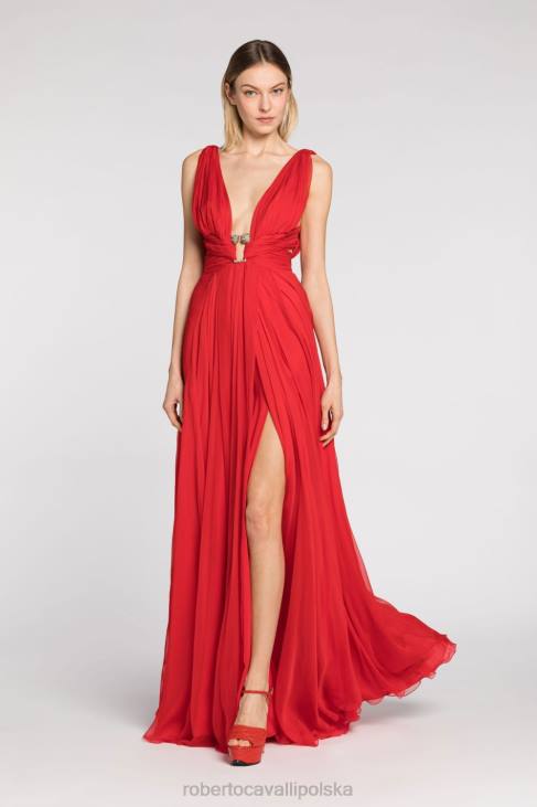 odzież elegancki 6D0R132 kobiety Roberto Cavalli Jedwabna sukienka ozdobiona cekinami