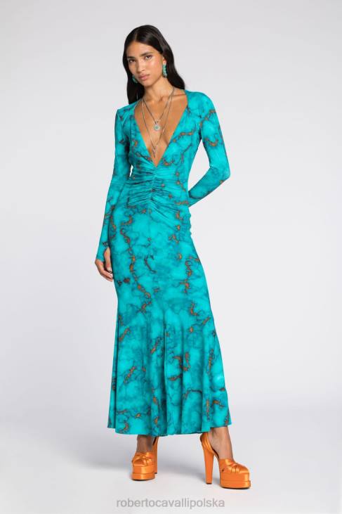 odzież elegancki 6D0R2 kobiety Roberto Cavalli sukienka ozdobiona pierścieniami