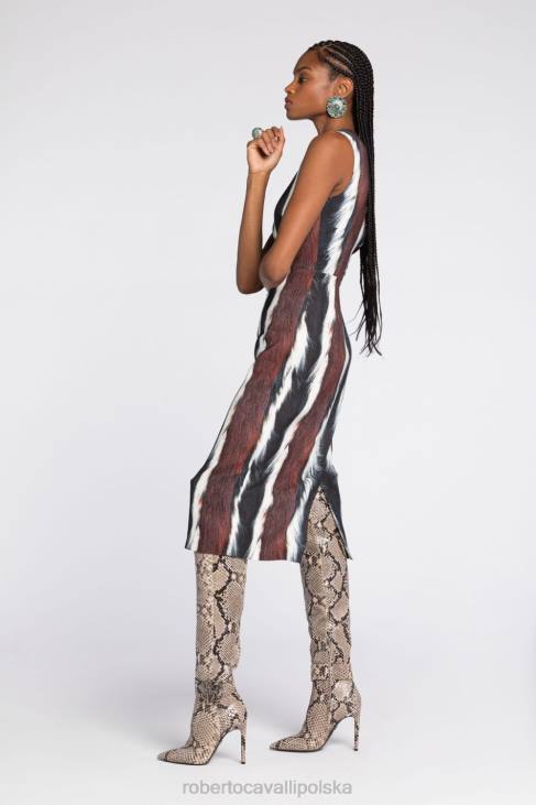 odzież elegancki 6D0R30 kobiety Roberto Cavalli sukienka we wzór jaguara