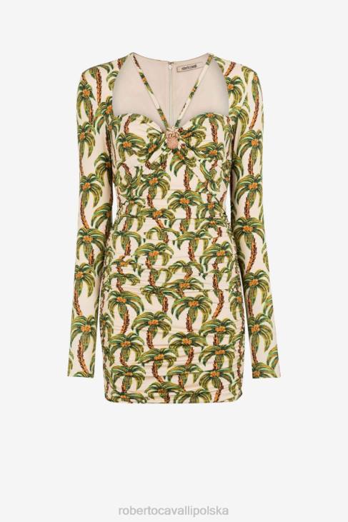 odzież elegancki 6D0R57 kobiety Roberto Cavalli Sukienka mini z nadrukiem palm