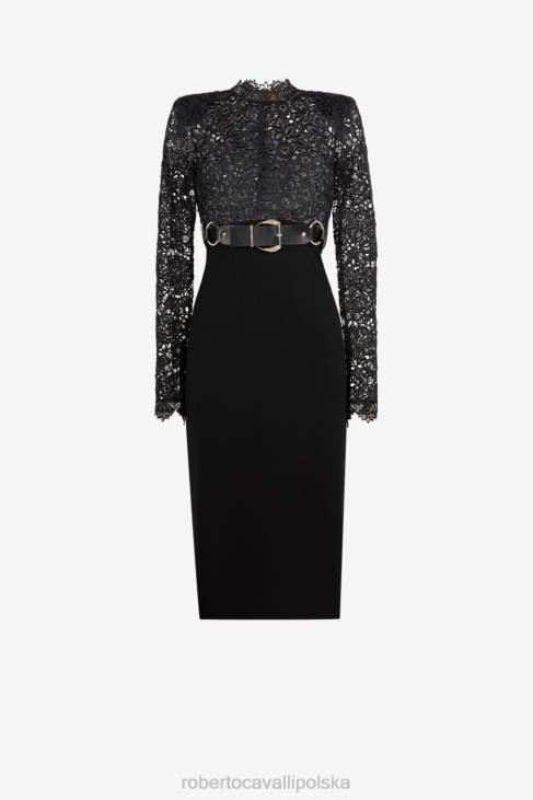 odzież elegancki 6D0R69 kobiety Roberto Cavalli sukienka z koronkowym panelem
