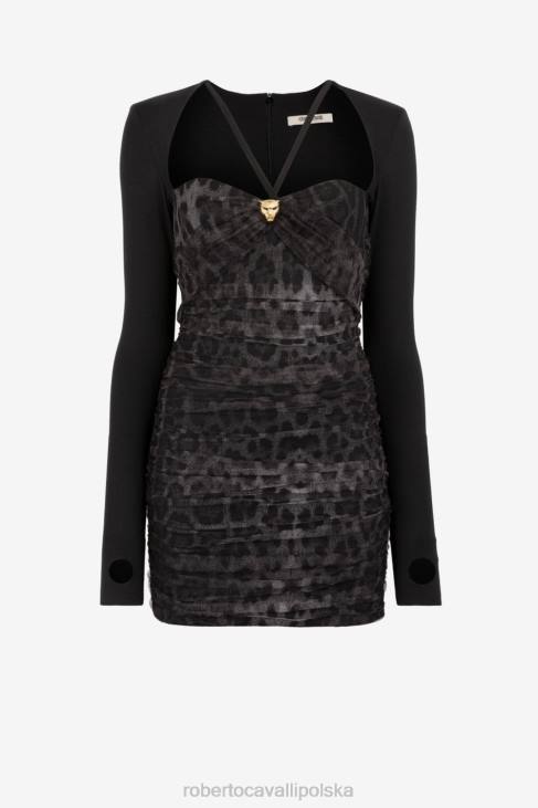 odzież elegancki 6D0R72 kobiety Roberto Cavalli sukienka w panterkę