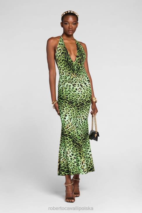 odzież elegancki 6D0R72 kobiety Roberto Cavalli sukienka w panterkę