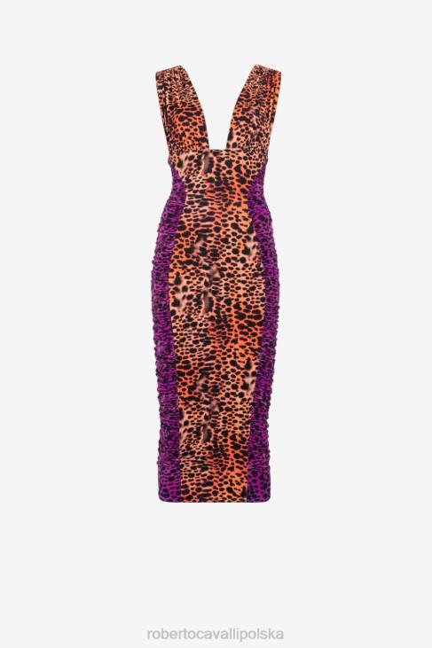 odzież elegancki 6D0R80 kobiety Roberto Cavalli sukienka w panterkę