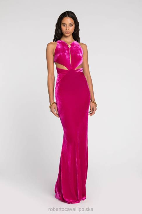 odzież elegancki 6D0R83 kobiety Roberto Cavalli Sukienka midi bez rękawów w panterkę