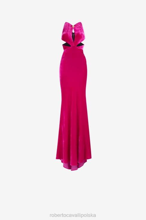 odzież elegancki 6D0R84 kobiety Roberto Cavalli aksamitna sukienka z wycięciem