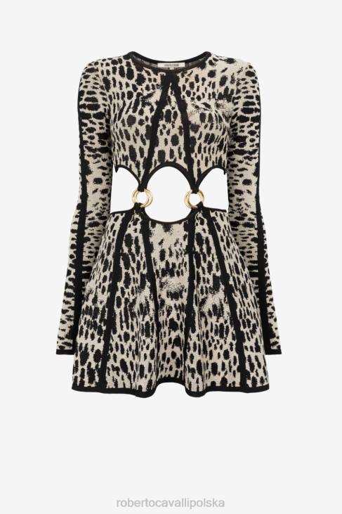 odzież elegancki 6D0R92 kobiety Roberto Cavalli Sukienka mini z wycięciem w panterkę