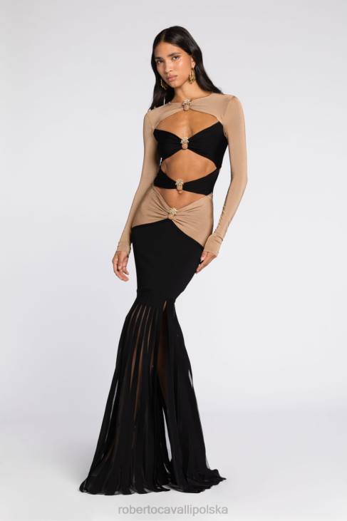 odzież gorący 6D0R110 kobiety Roberto Cavalli Sukienka z ząbkami tygrysa