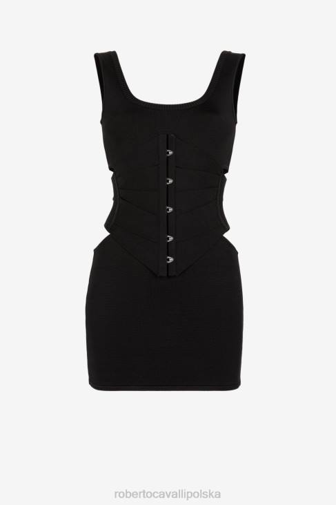 odzież gorący 6D0R117 kobiety Roberto Cavalli wycięta gorsetowa sukienka mini
