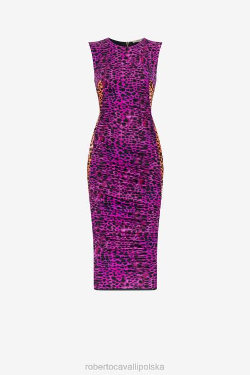 odzież gorący 6D0R79 kobiety Roberto Cavalli Dopasowana sukienka w panterkę