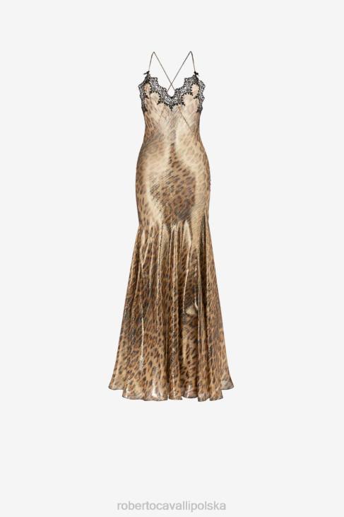 odzież gorący 6D0R98 kobiety Roberto Cavalli Błyszcząca suknia w panterkę