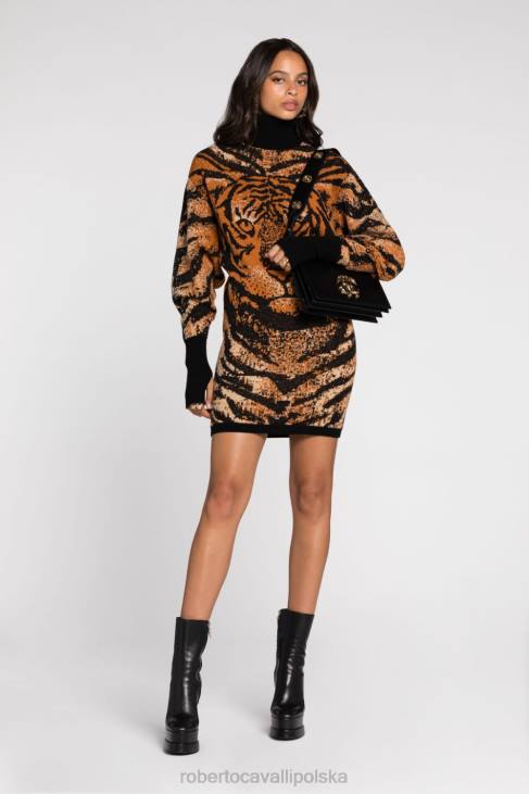 odzież moda 6D0R34 kobiety Roberto Cavalli Sukienka mini w panterkę
