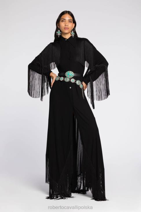odzież moda 6D0R39 kobiety Roberto Cavalli Sukienka maxi ze skrzyżowanymi plecami w panterkę