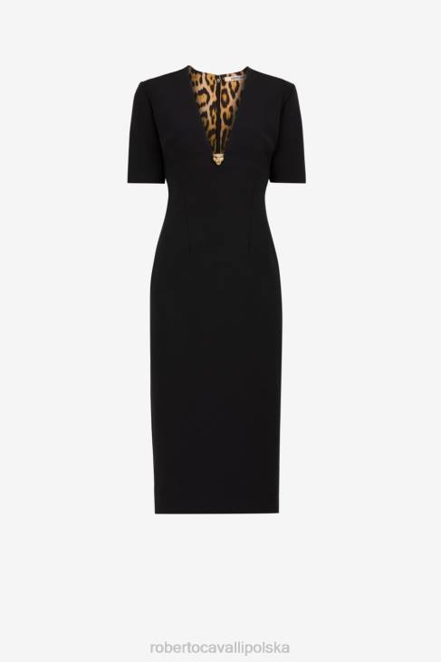 odzież moda 6D0R42 kobiety Roberto Cavalli sukienka z głową pantery
