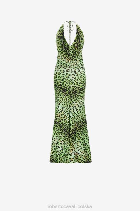 odzież moda 6D0R73 kobiety Roberto Cavalli sukienka z dekoltem w panterkę