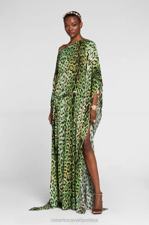 odzież moda 6D0R73 kobiety Roberto Cavalli sukienka z dekoltem w panterkę