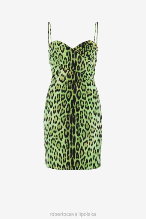 odzież moda 6D0R75 kobiety Roberto Cavalli Minisukienka bez rękawów z nadrukiem jaguara