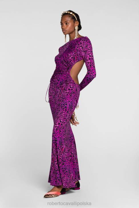 odzież moda 6D0R76 kobiety Roberto Cavalli Sukienka koszulowa z mieszanym nadrukiem