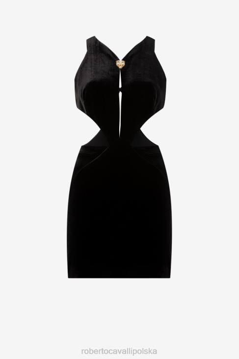 odzież moda 6D0R93 kobiety Roberto Cavalli Sukienka mini z wycięciem w panterkę