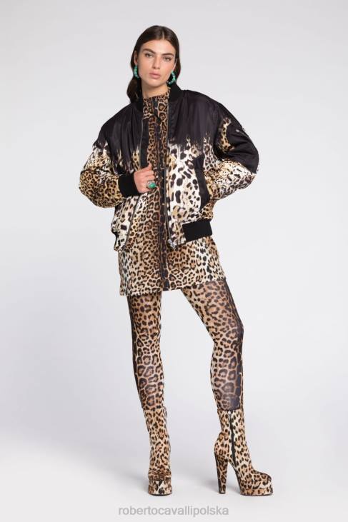 odzież naturalny 6D0R12 kobiety Roberto Cavalli Sukienka mini z wycięciem w panterkę
