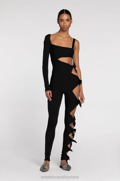 odzież płonący żółty 6D0R130 kobiety Roberto Cavalli wycięta dzianinowa sukienka mini