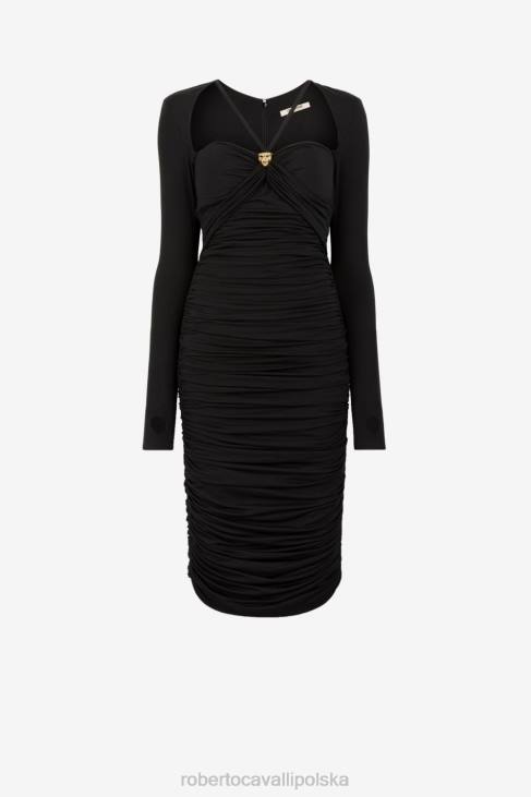 odzież wdzięczny 6D0R71 kobiety Roberto Cavalli sukienka midi w panterkę
