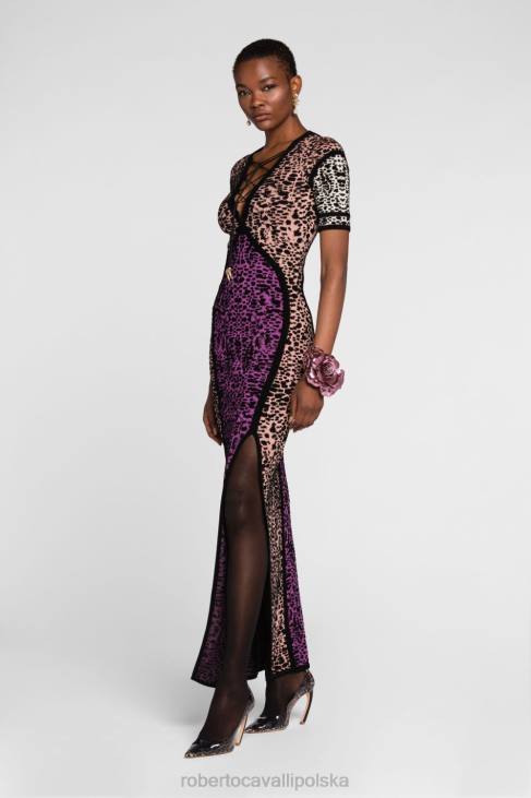 odzież wdzięczny 6D0R96 kobiety Roberto Cavalli sukienka we wzór jaguara