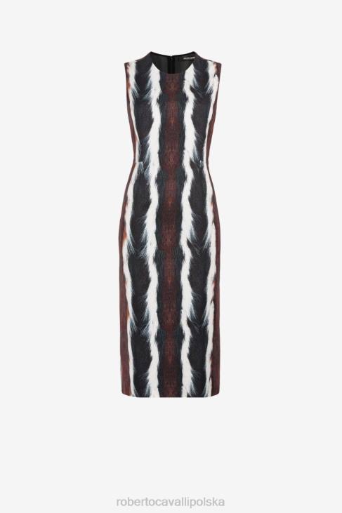 odzież wielobarwność 6D0R31 kobiety Roberto Cavalli sukienka w zwierzęcy print