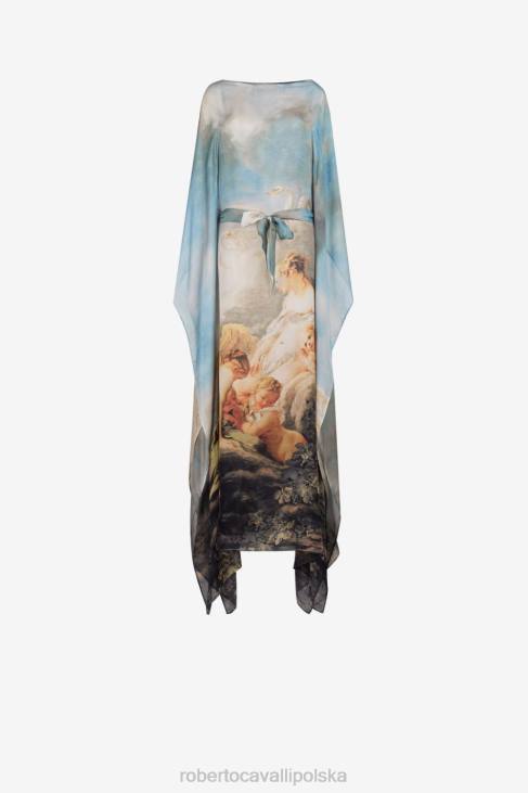 odzież wielobarwność 6D0R48 kobiety Roberto Cavalli Jedwabny kaftan z nadrukiem malarskim