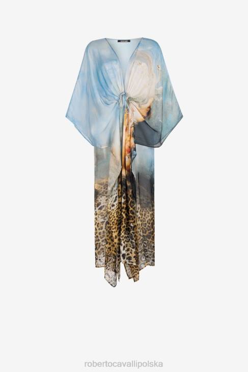 odzież wielobarwność 6D0R49 kobiety Roberto Cavalli Jedwabny kaftan z nadrukiem malarskim