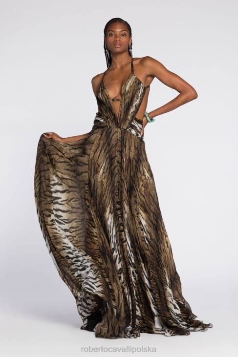 odzież wielobarwność 6D0R50 kobiety Roberto Cavalli Jedwabny kaftan z nadrukiem malarskim