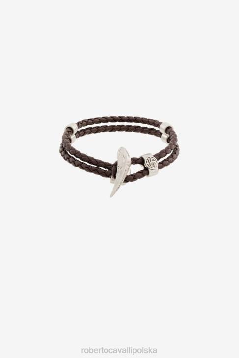 Akcesoria d1348 6D0R1150 mężczyźni Roberto Cavalli Bransoletka pleciona z zębów tygrysa