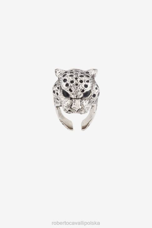 Akcesoria moda 6D0R1155 mężczyźni Roberto Cavalli pierścień z głową pantery