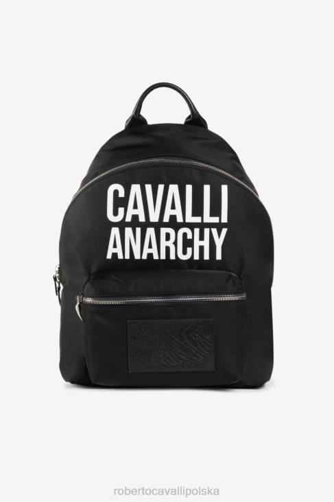 Akcesoria czarny 6D0R1210 mężczyźni Roberto Cavalli plecak ze sloganem