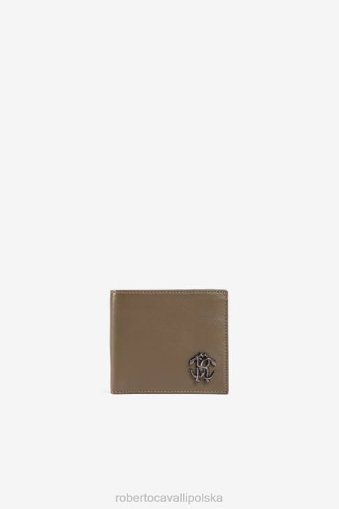 Akcesoria moda 6D0R1182 mężczyźni Roberto Cavalli Skórzany portfel z plakietką z logo