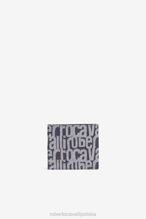 Akcesoria moda 6D0R1182 mężczyźni Roberto Cavalli Skórzany portfel z plakietką z logo