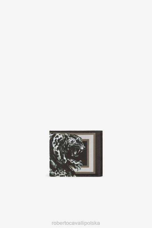 Akcesoria moda 6D0R1198 mężczyźni Roberto Cavalli portfel z nadrukiem logo