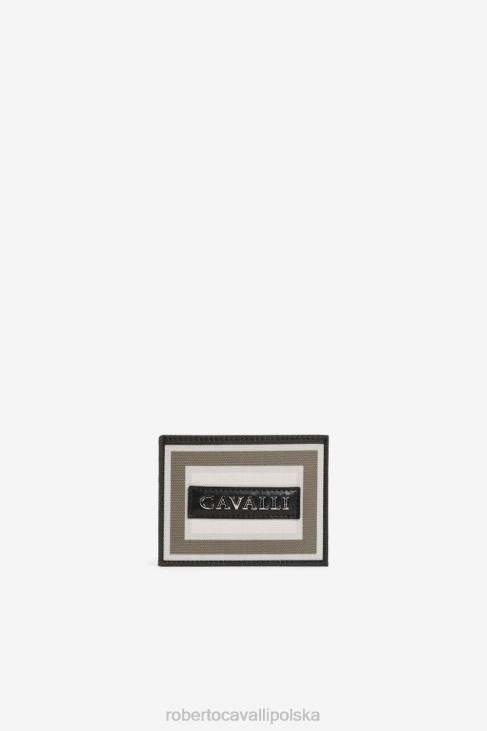 Akcesoria moda 6D0R1203 mężczyźni Roberto Cavalli Etui na karty w paski z tabliczką z logo