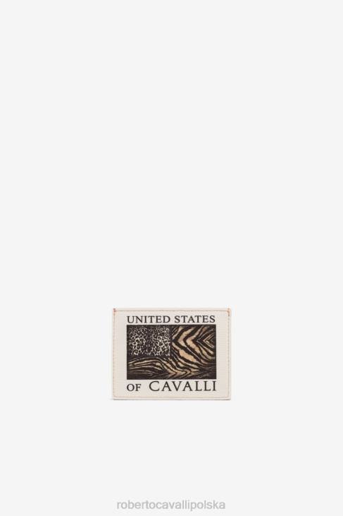 Akcesoria moda 6D0R1203 mężczyźni Roberto Cavalli Etui na karty w paski z tabliczką z logo