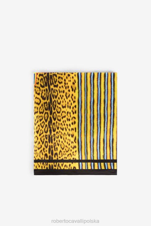 Akcesoria moda 6D0R1056 mężczyźni Roberto Cavalli patchworkowy ręcznik plażowy w panterkę