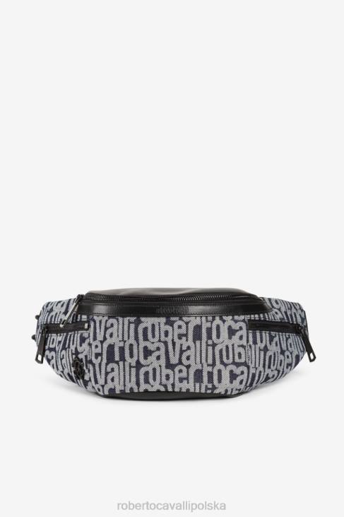 Akcesoria d0876 6D0R1179 mężczyźni Roberto Cavalli logo-żakardowa torba na pasek