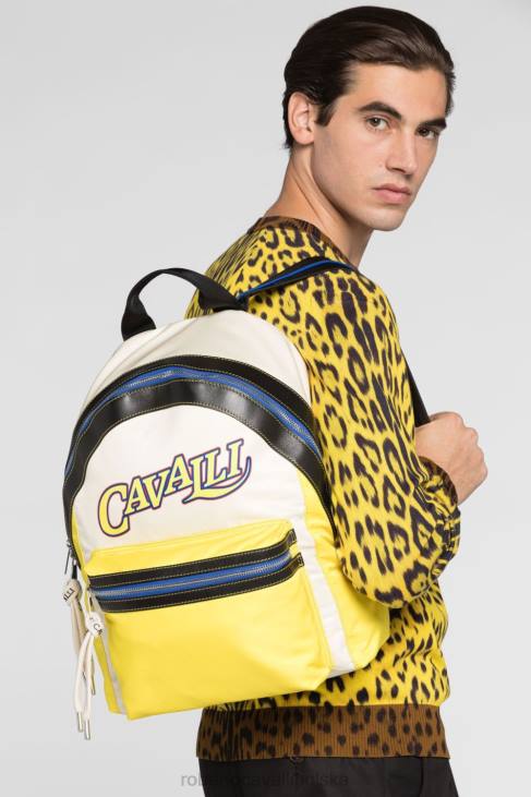 Akcesoria d0876 6D0R1179 mężczyźni Roberto Cavalli logo-żakardowa torba na pasek