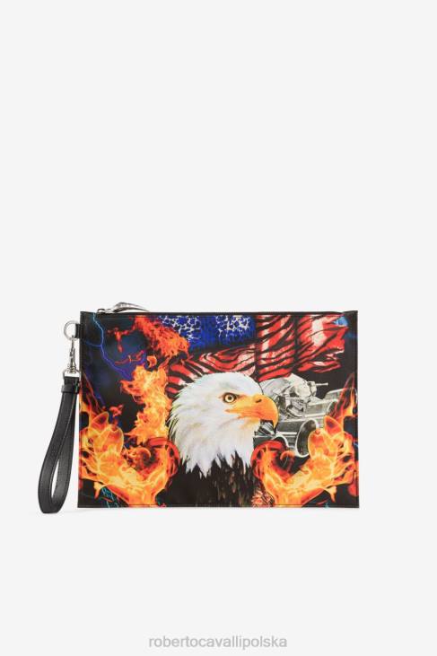 Akcesoria Biało żółty 6D0R1206 mężczyźni Roberto Cavalli Etui na koperty z abstrakcyjnym nadrukiem