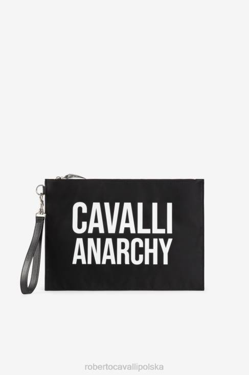 Akcesoria czarny 6D0R1211 mężczyźni Roberto Cavalli kopertówka z nadrukiem sloganu