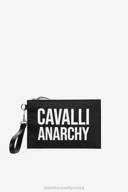 Akcesoria gorący 6D0R1212 mężczyźni Roberto Cavalli kopertówka z nadrukiem sloganu