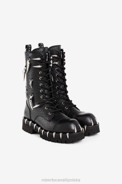 obuwie elegancki 6D0R1140 mężczyźni Roberto Cavalli buty bojowe z zębem tygrysa