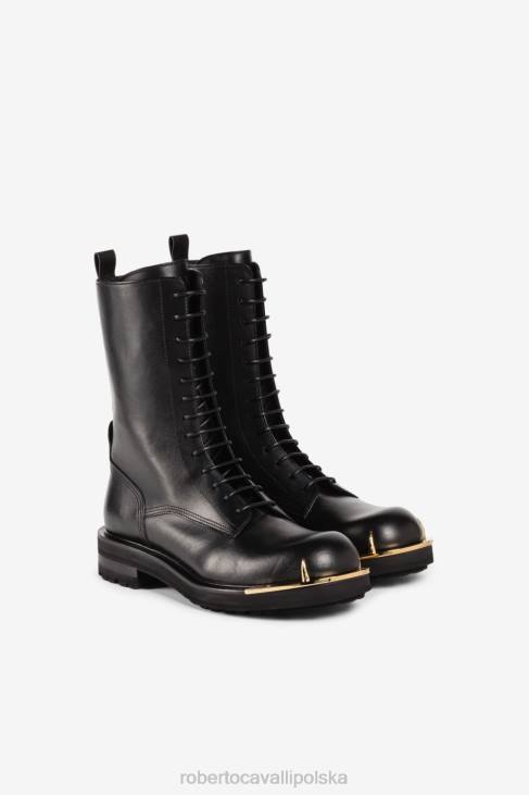 obuwie elegancki 6D0R1141 mężczyźni Roberto Cavalli buty bojowe z zębem tygrysa