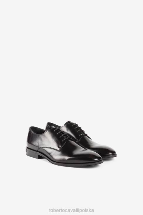 obuwie elegancki 6D0R1121 mężczyźni Roberto Cavalli Skórzane buty derby z plakietką z logo