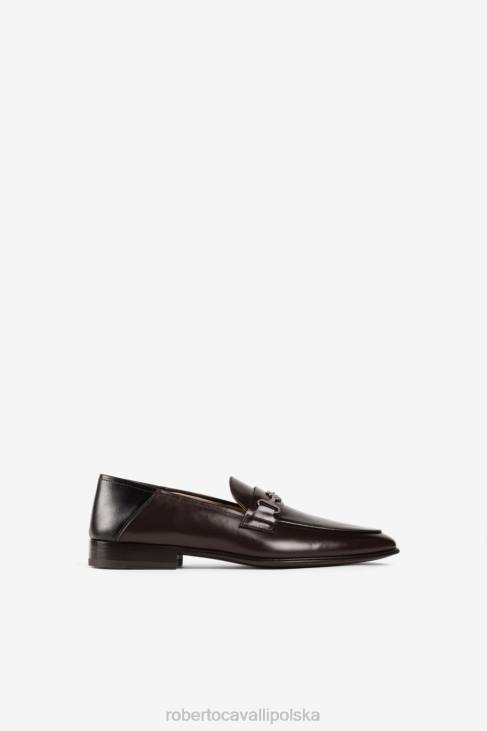 obuwie wdzięczny 6D0R1118 mężczyźni Roberto Cavalli Skórzane mokasyny z monogramami